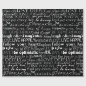 Zwarte witte Inspirerend woorden Cadeaupapier (Vlak)