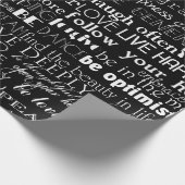 Zwarte witte Inspirerend woorden Cadeaupapier (Hoek)
