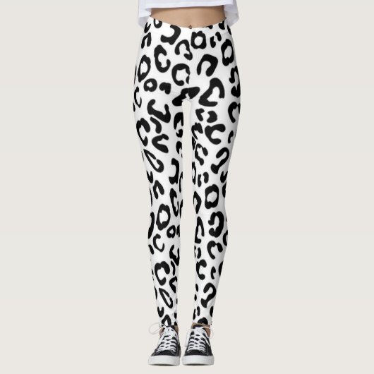Zwarte witte Jaguar leggins Leggings (Voorkant)