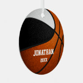 zwarte witte jongens : basketbal metalen ornament (Voorkant Rechts)