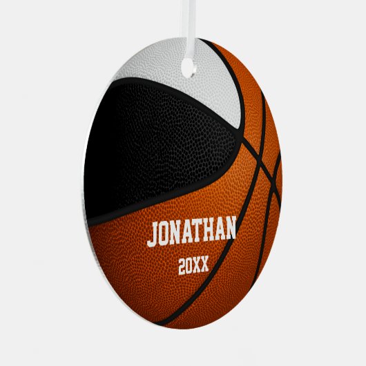 zwarte witte jongens : basketbal metalen ornament (Voorkant Rechts)