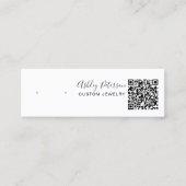 Zwarte witte juwelen oorscherm qr code mini visitekaartje (Voorkant)