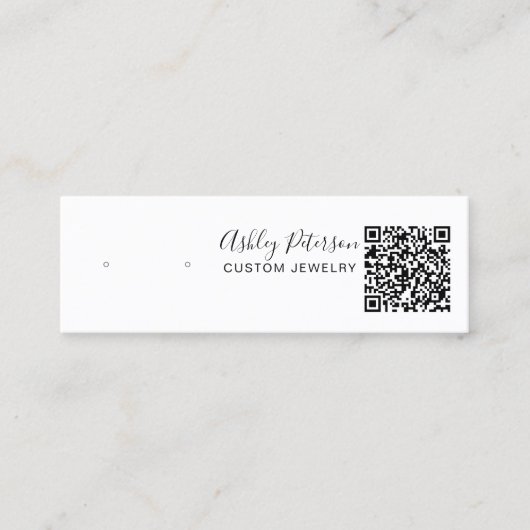 Zwarte witte juwelen oorscherm qr code mini visitekaartje (Voorkant)