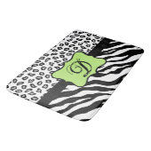 Zwarte witte kalk groene Zebra Leopard Skin Monogr Badmat (Gekanteld)