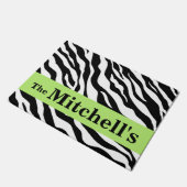 Zwarte witte kalk groene Zebra Skin Name personali Deurmat (Schuin)