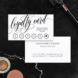 Zwarte witte kalligrafie Loyalty Punch Card