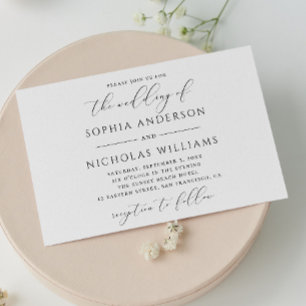 Zwarte witte kalligrafie. Waterverf ombre bruiloft Kaart