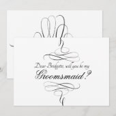 Zwarte witte kalligrafie zal je zijn kaart (Voorkant / Achterkant)