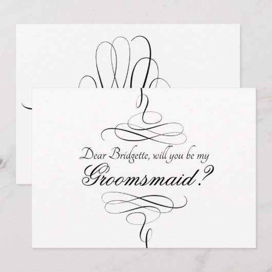 Zwarte witte kalligrafie zal je zijn kaart (Voorkant / Achterkant)