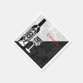 Zwarte & Witte kant Wijnfles servetten (Hoek)