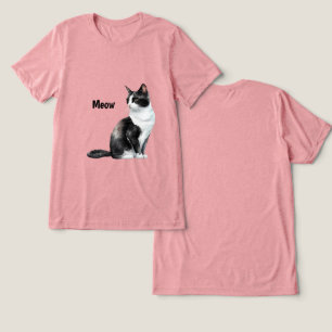 Zwarte witte kat miauw Tri-Blend shirt