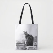 Zwarte witte kat tote bag (Voorkant)
