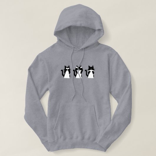 Zwarte witte katten | Drie Katten Hoodie (Design voorkant)