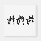 Zwarte witte katten | Drie Katten Magneet (Voorkant)
