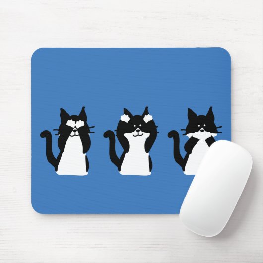 Zwarte witte katten | Drie Katten Muismat (Met muis)