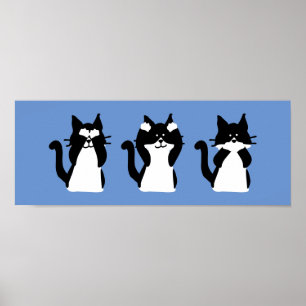 Zwarte witte katten   Drie Katten Poster