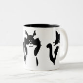 Zwarte witte katten | Drie Katten Tweekleurige Koffiemok (Voorkant rechts)