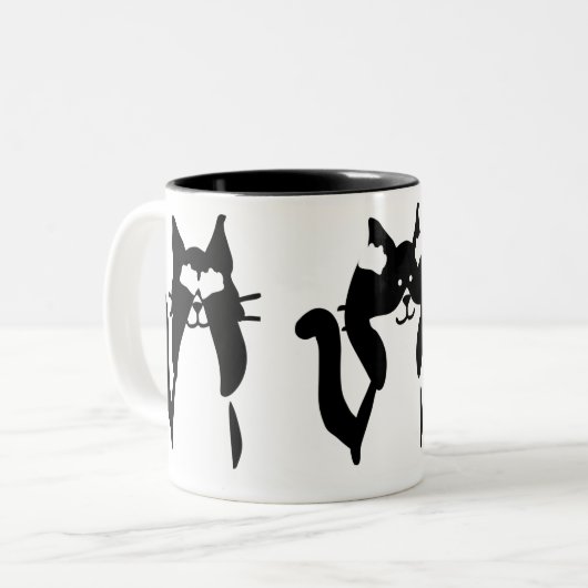 Zwarte witte katten | Drie Katten Tweekleurige Koffiemok (Voorkant links)
