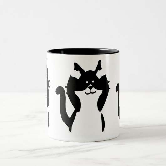 Zwarte witte katten | Drie Katten Tweekleurige Koffiemok (Center)