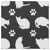 Zwarte witte katten en poten Print stof (Close Up)