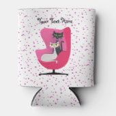  Zwarte Witte Katten Roze Stoel Polka Dots Blikjeskoeler (Voorkant)