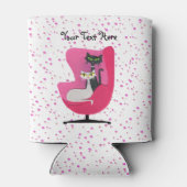  Zwarte Witte Katten Roze Stoel Polka Dots Blikjeskoeler (Achterkant)