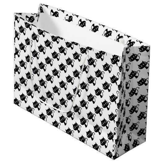 Zwarte witte kattenpatronen large cadeautasje (Voorkant Gekanteld)