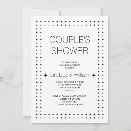 Zwarte witte kerkachtige geometrische trouwparen d kaart (Voorkant)