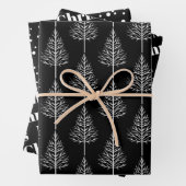 Zwarte, witte kerst, bomen, polka stipt vakantie inpakpapier vel (In situ)
