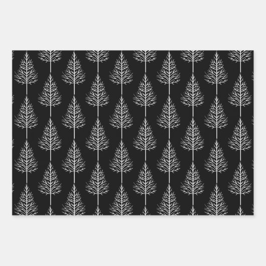 Zwarte, witte kerst, bomen, polka stipt vakantie inpakpapier vel (Voorkant)