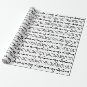 Zwarte witte kerst cadeaupapier