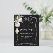 Zwarte witte kerstballen buigen kerstfeest uitnodi (Staand voorkant)