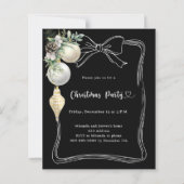 Zwarte witte kerstballen buigen kerstfeest uitnodi (Voorkant)