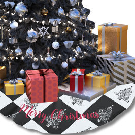 Zwarte Witte Kerstbomen Geruite Patroon Kerstboom Rok