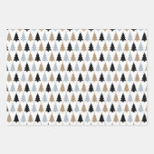 Zwarte witte kerstbomen sterren 3 Coördinatie Inpakpapier Vel (Voorkant)