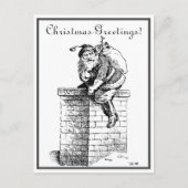 Zwarte witte  kerstman die naar de schoorsteen gaa feestdagenkaart (Voorkant)