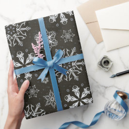  zwarte witte kerstsnowflakes cadeauomslag cadeaupapier