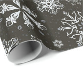zwarte witte kerstsnowflakes cadeauomslag cadeaupapier (Rol Hoek)