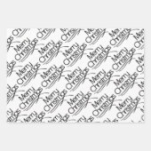 Zwarte, witte kersttypografie en stippen vakantie inpakpapier vel (Voorkant 3)