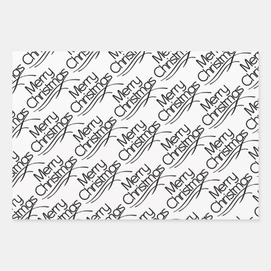 Zwarte, witte kersttypografie en stippen vakantie inpakpapier vel (Voorkant 3)
