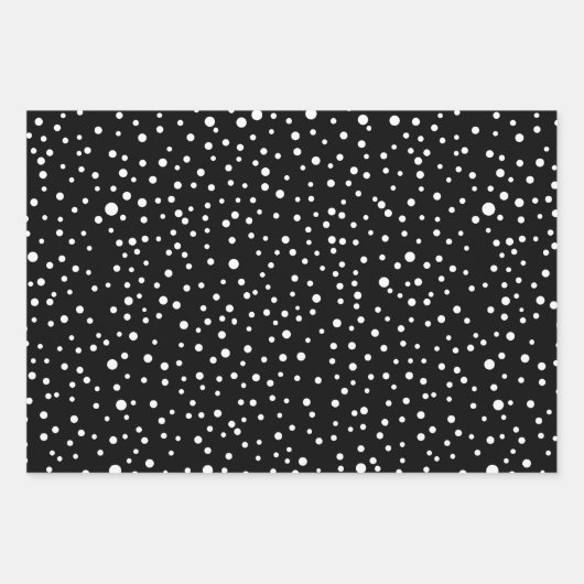 Zwarte, witte kersttypografie en stippen vakantie inpakpapier vel (Voorkant 2)