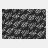 Zwarte, witte kersttypografie en stippen vakantie inpakpapier vel (Voorkant)