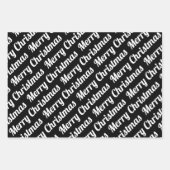 Zwarte, witte kersttypografie moderne feestdag inpakpapier vel (Voorkant 2)