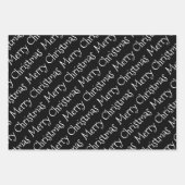 Zwarte, witte kersttypografie moderne feestdag inpakpapier vel (Voorkant)