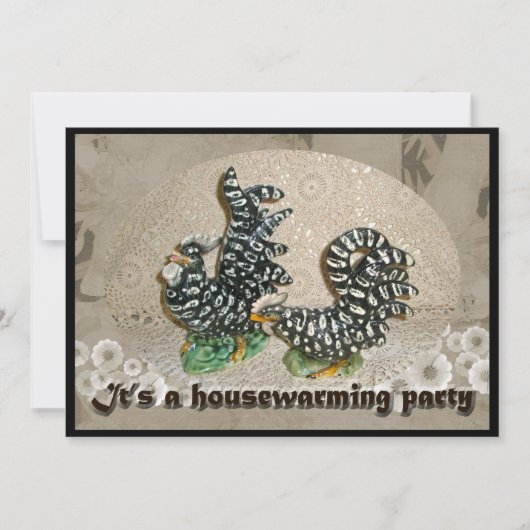Zwarte & Witte Kippen Housewarming Invitation Kaart (Voorkant)