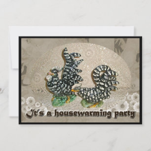 Zwarte & Witte Kippen Housewarming Invitation Kaart