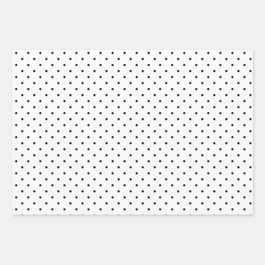 Zwarte & Witte Kleine Polka Dot Party of Kerstmis Inpakpapier Vel (Voorkant 2)