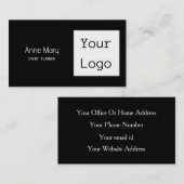 Zwarte witte kleur Tekst voor kleur Foto Uw Logo Visitekaartje (Voorkant / Achterkant)