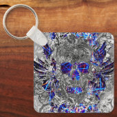 Zwarte witte kleurrijke neon schedel hitch cover sleutelhanger (Voorkant)