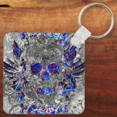 Zwarte witte kleurrijke neon schedel hitch cover sleutelhanger (Achterkant)